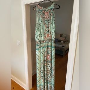 Halter top maxi dress with gathered waist